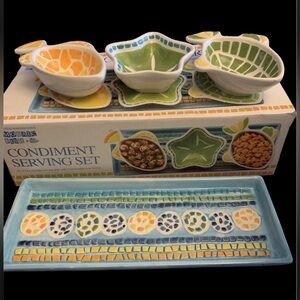 Boston Warehouse Mosaic Fish Condiment Snack 4 Piece Set Starfish Fish Platter